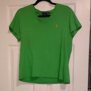 Polo by Ralph Lauren Women's Green V-Neck Top